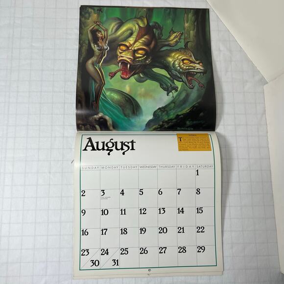 1992 Boris Vallejo Mythology Calendar Unused same dates again in leap year 2048 - Picture 8 of 16